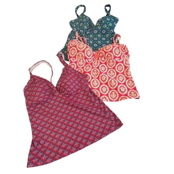 Boden Other - Boden Women's Swim Bikini Tops Lot of 3, Red, Green, Cream Size 16/18